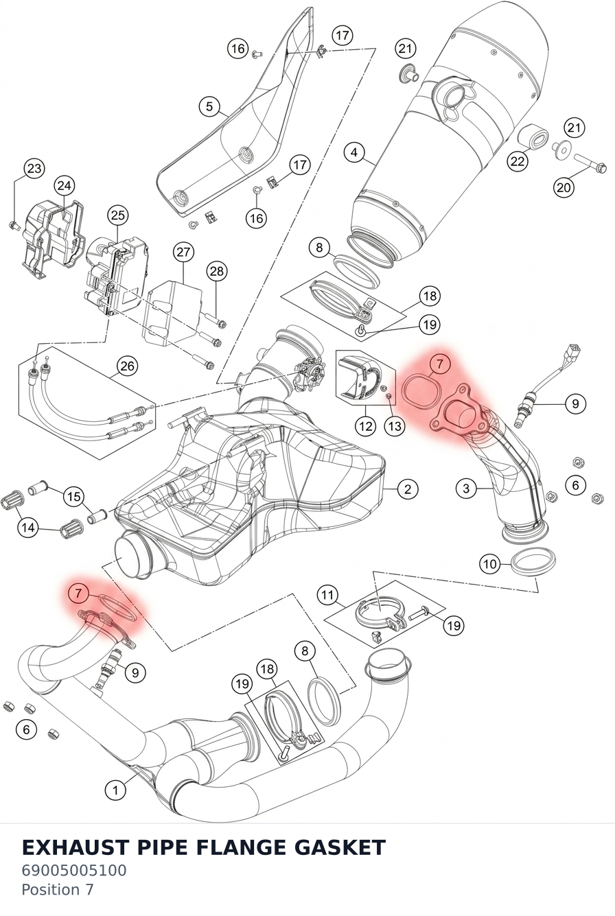 Diagram preview: EXHAUST PIPE FLANGE GASKET (69005005100)