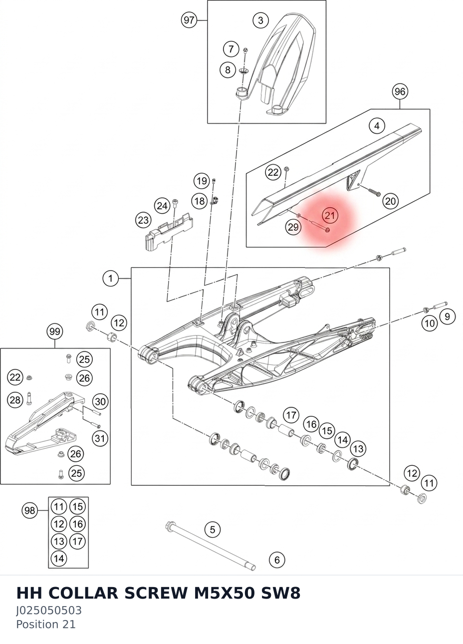 Diagram preview: HH COLLAR SCREW M5X50 SW8 (J025050503)