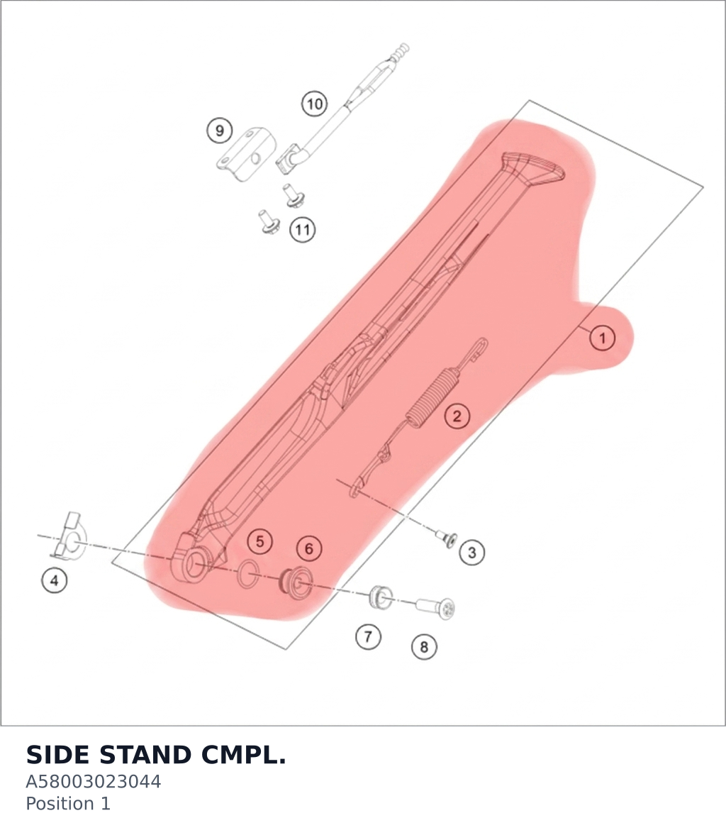 Diagram preview: SIDE STAND CMPL. (A58003023044)