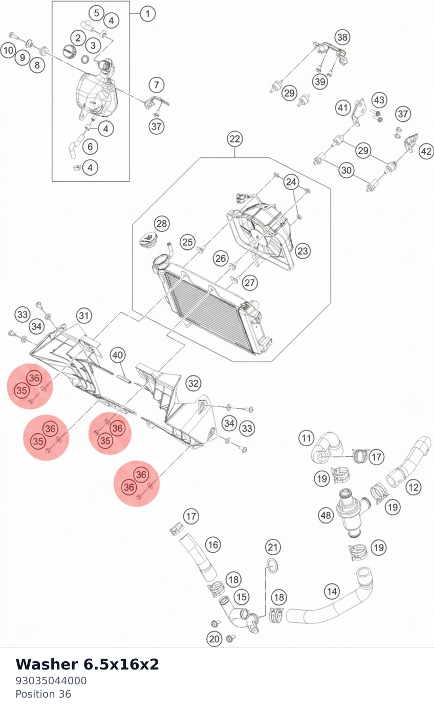 Diagram preview: Washer 6.5x16x2 (93035044000)