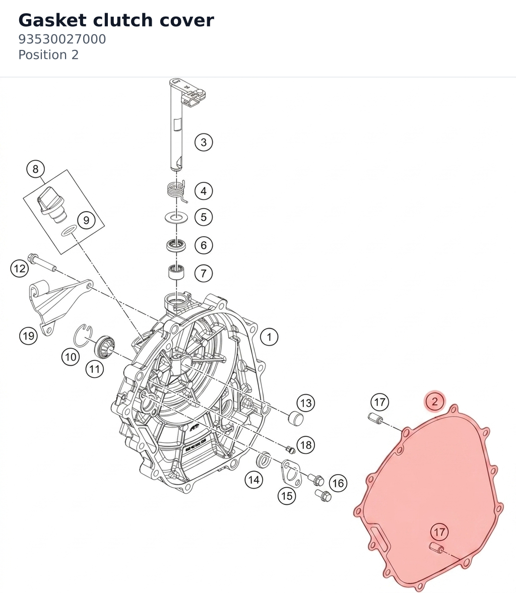 Diagram preview: Gasket clutch cover (93530027000)