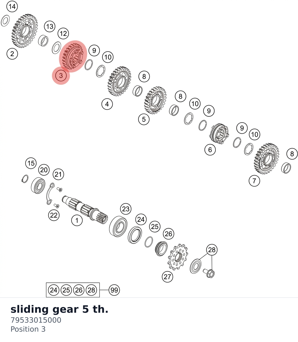 Diagram preview: sliding gear 5 th. (79533015000)