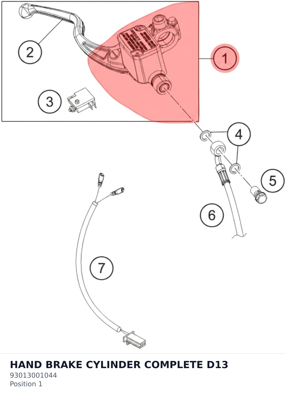 Diagram preview: HAND BRAKE CYLINDER COMPLETE D13 (93013001044)