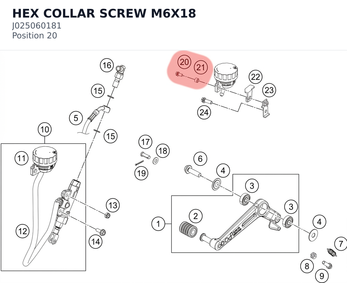 Diagram preview: HEX COLLAR SCREW M6X18 (J025060181)