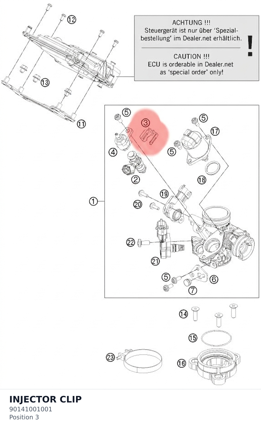 Diagram preview: INJECTOR CLIP (90141001001)