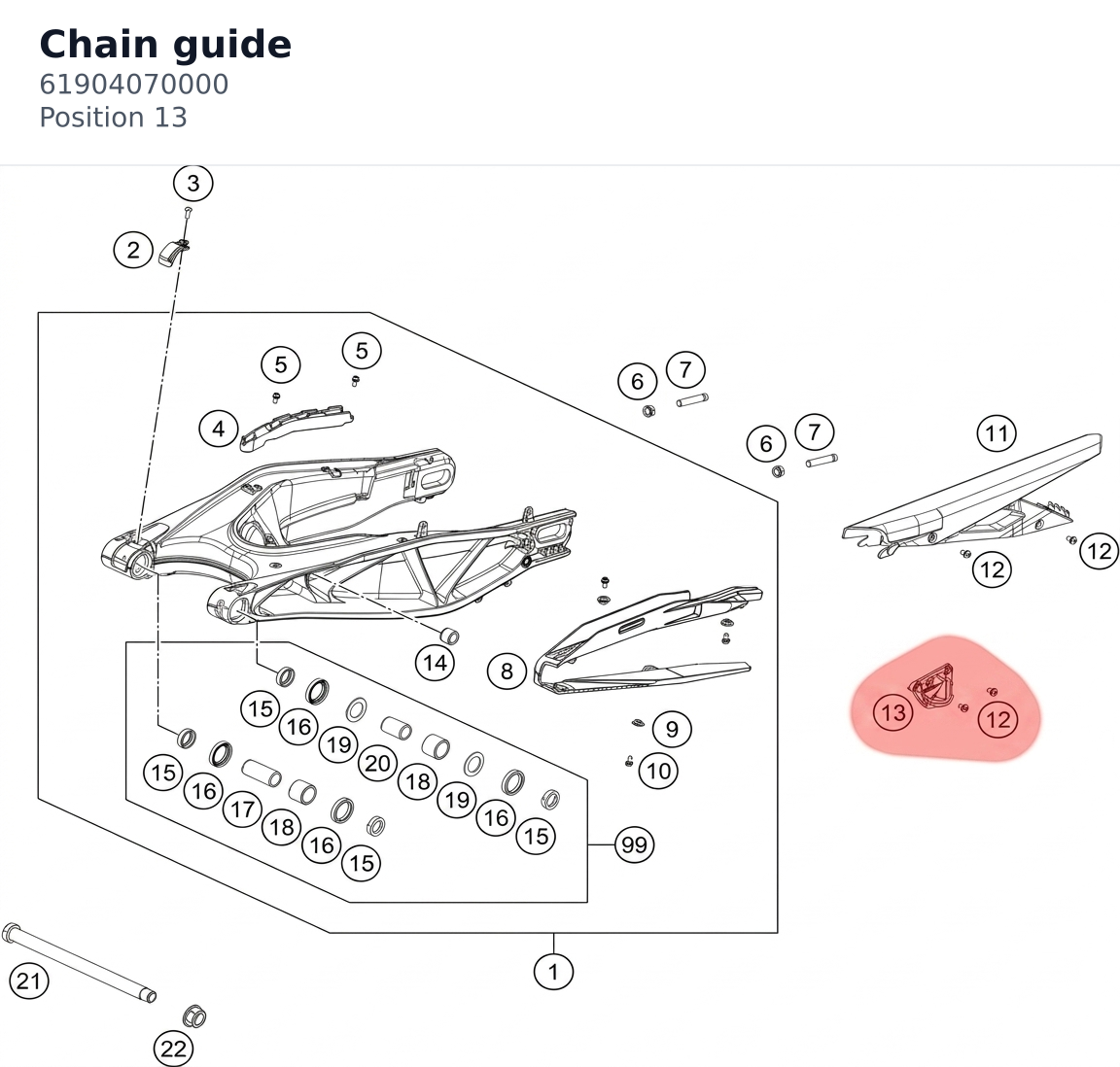 Diagram preview: Chain guide (61904070000)