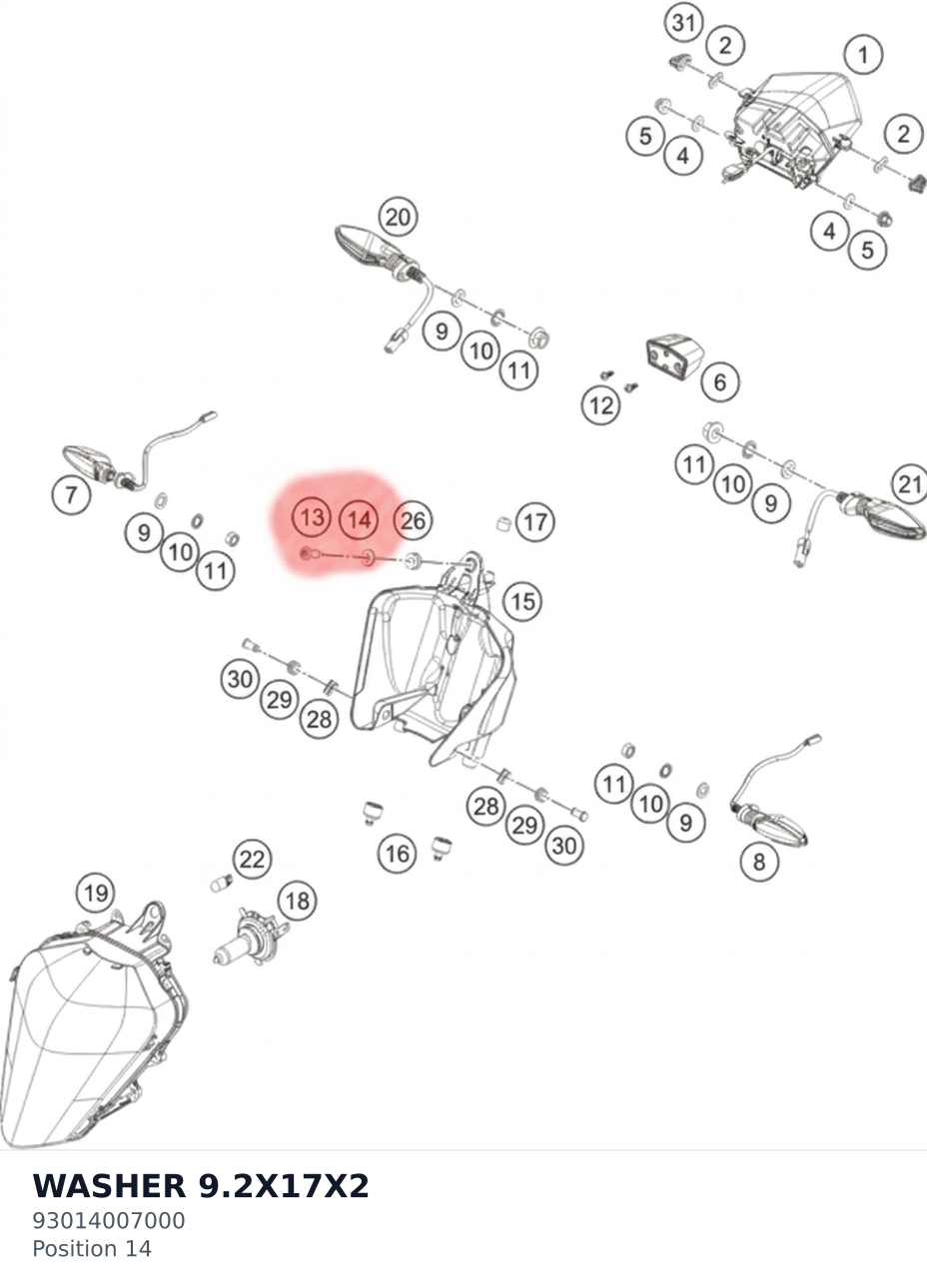 Diagram preview: WASHER 9.2X17X2 (93014007000)