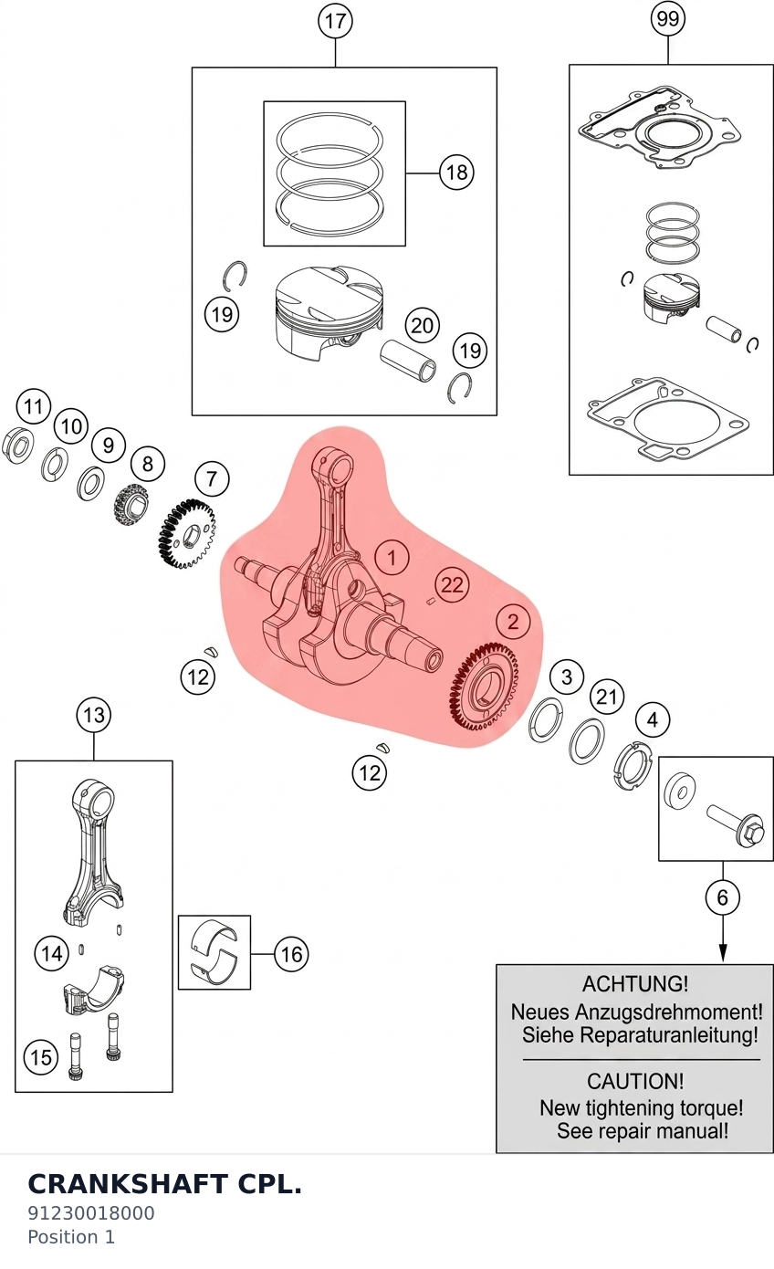 Diagram preview: CRANKSHAFT CPL. (91230018000)