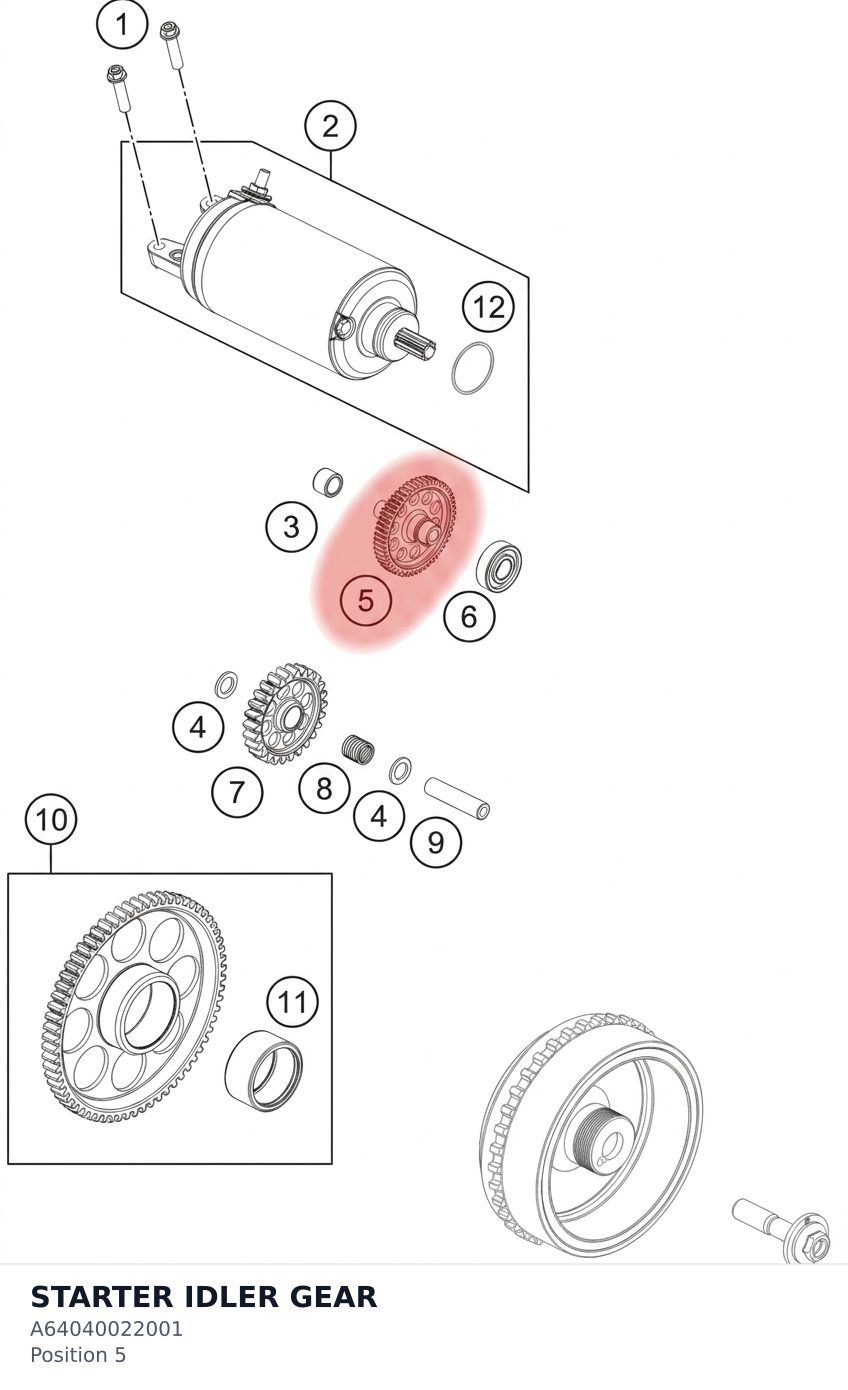Diagram preview: STARTER IDLER GEAR (A64040022001)