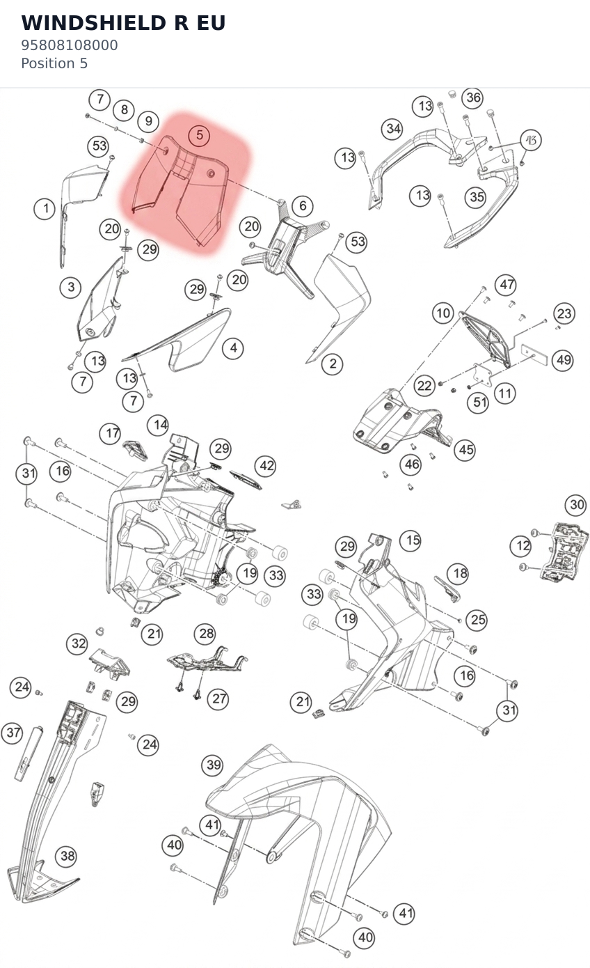 Diagram preview: WINDSHIELD R EU (95808108000)