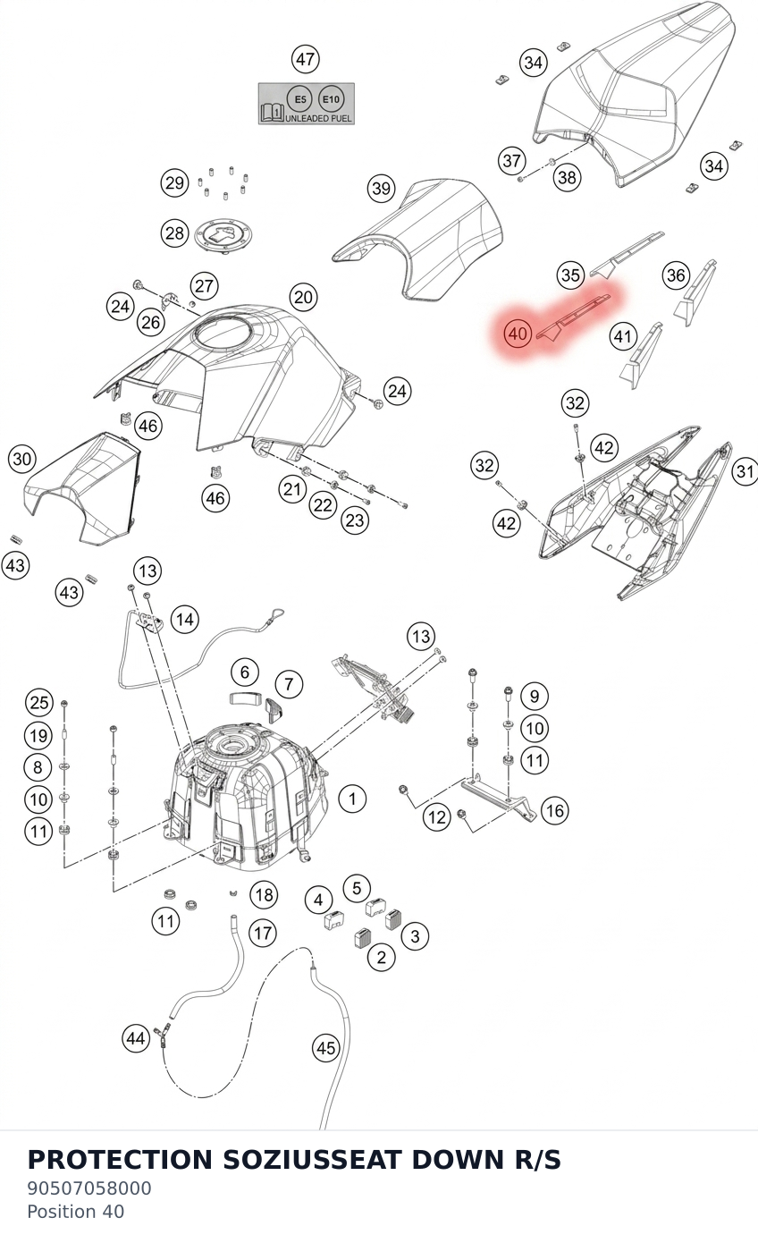 Diagram preview: PROTECTION SOZIUSSEAT DOWN R/S (90507058000)