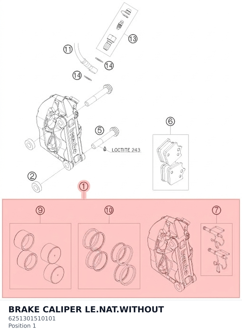 Diagram preview: BRAKE CALIPER LE.NAT.WITHOUT (6251301510101)