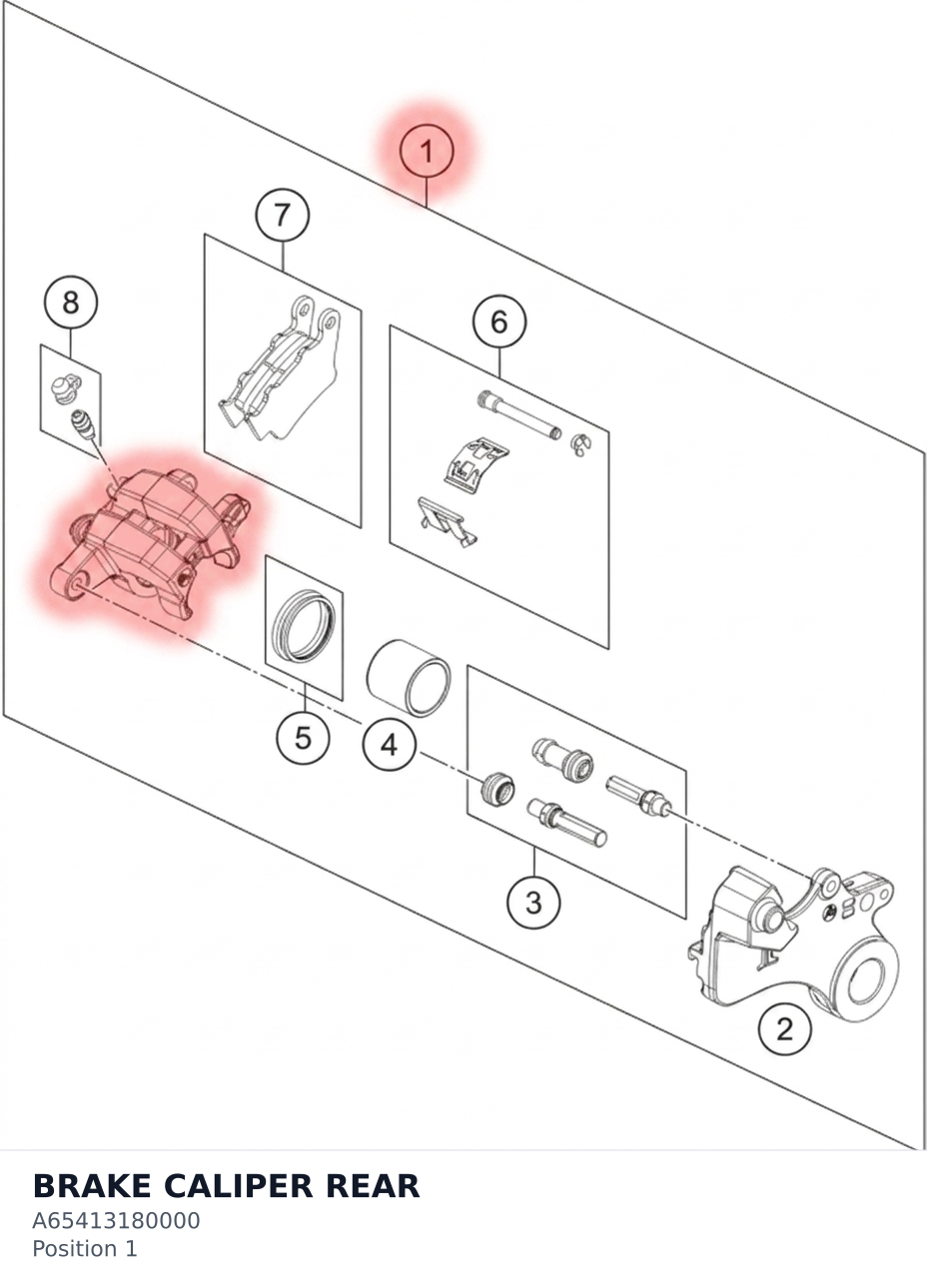 Diagram preview: BRAKE CALIPER REAR (A65413180000)