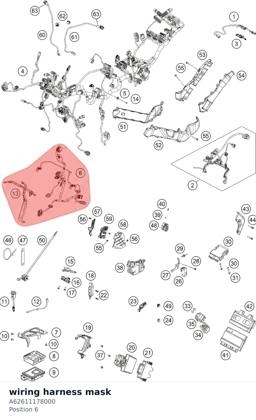 Diagram preview: wiring harness mask (A62611178000)