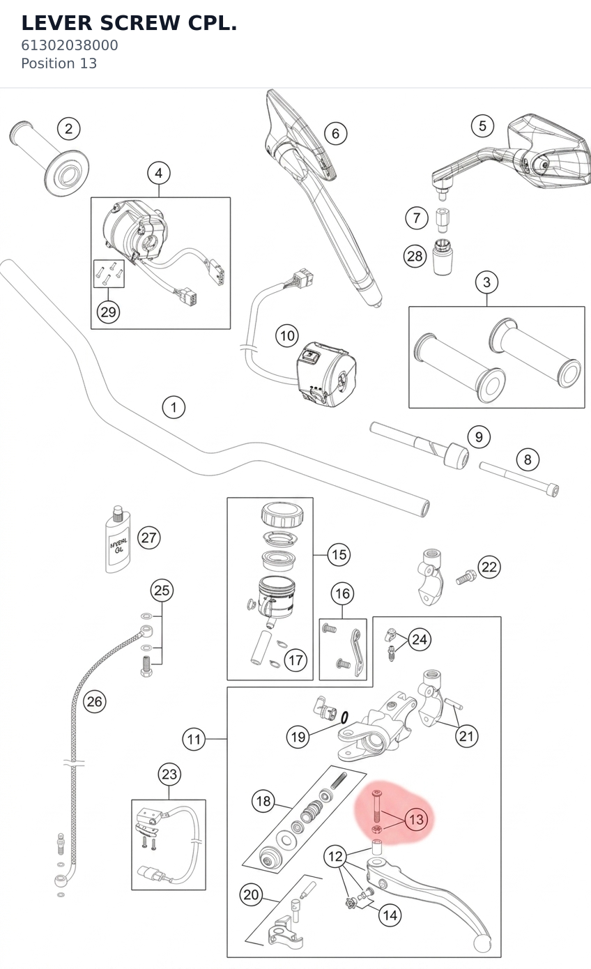 Diagram preview: LEVER SCREW CPL. (61302038000)