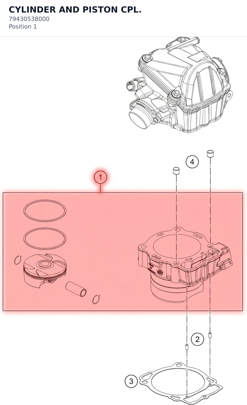 Diagram preview: CYLINDER AND PISTON CPL. (79430538000)