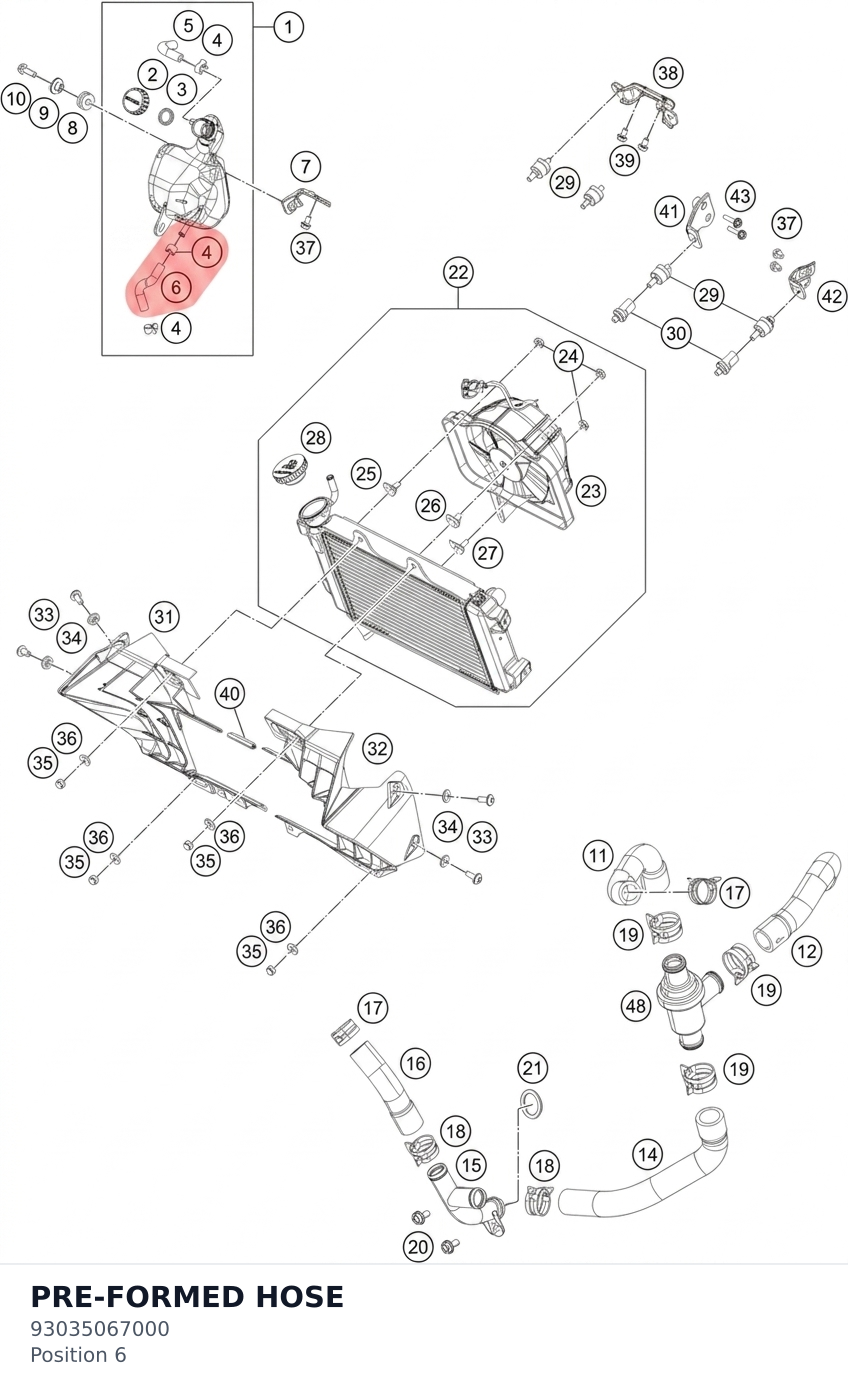 Diagram preview: PRE-FORMED HOSE (93035067000)