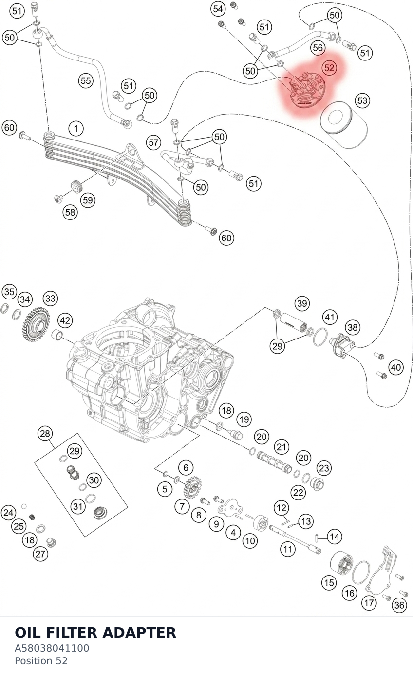 Diagram preview: OIL FILTER ADAPTER (A58038041100)