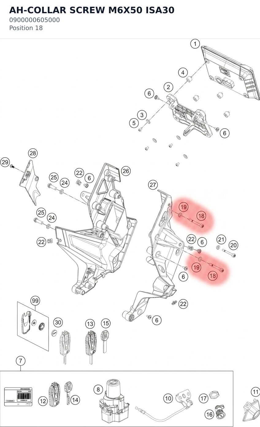 Diagram preview: AH-COLLAR SCREW M6X50 ISA30 (0900000605000)