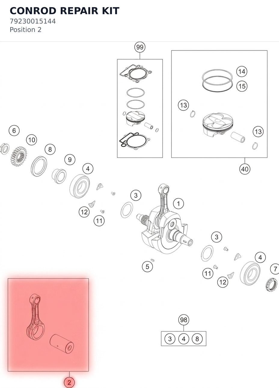 Diagram preview: CONROD REPAIR KIT (79230015144)