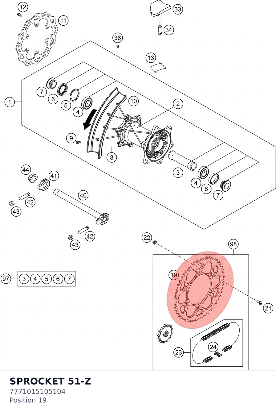 Diagram preview: SPROCKET 51-Z (7771015105104)