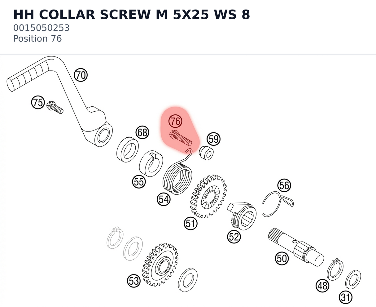 Diagram preview: HH COLLAR SCREW M 5X25 WS 8 (0015050253)