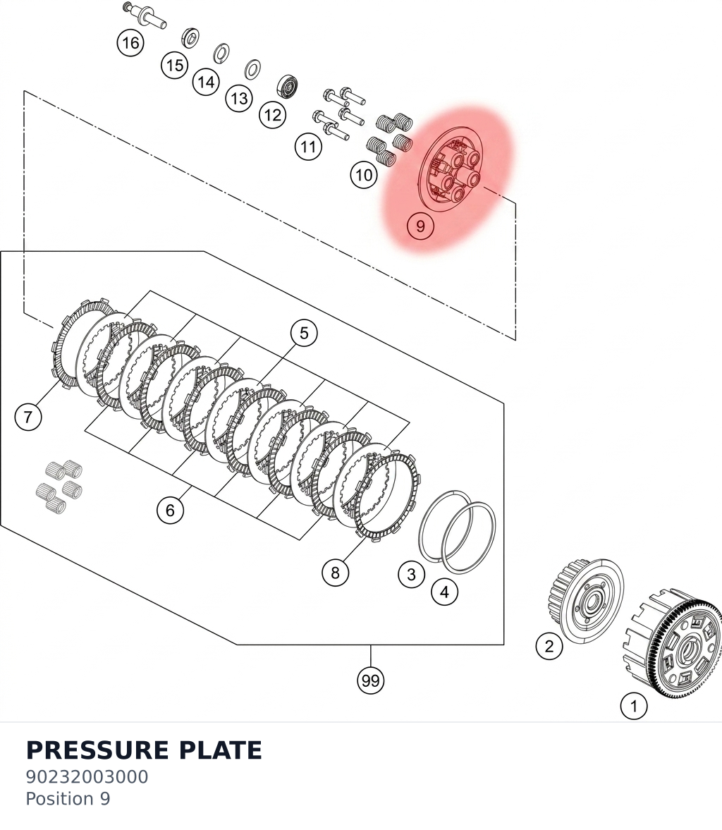 Diagram preview: PRESSURE PLATE (90232003000)