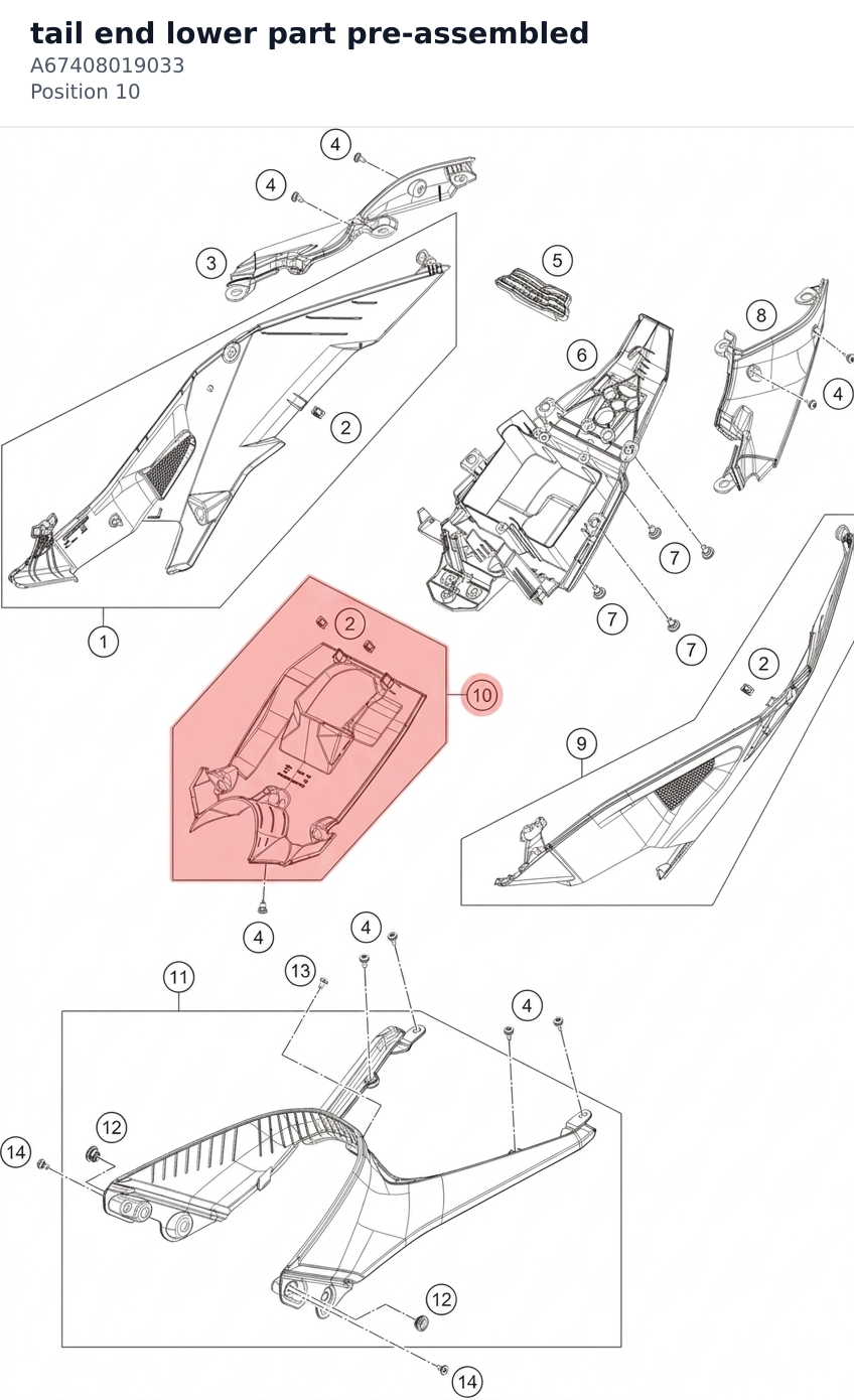 Diagram preview: tail end lower part pre-assembled (A67408019033)