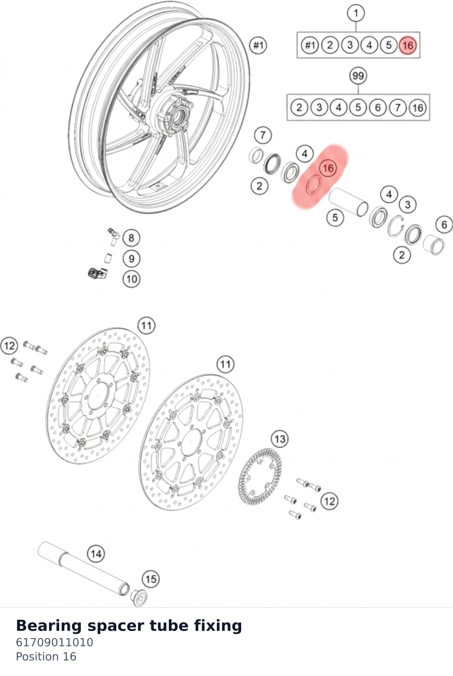 Diagram preview: Bearing spacer tube fixing (61709011010)