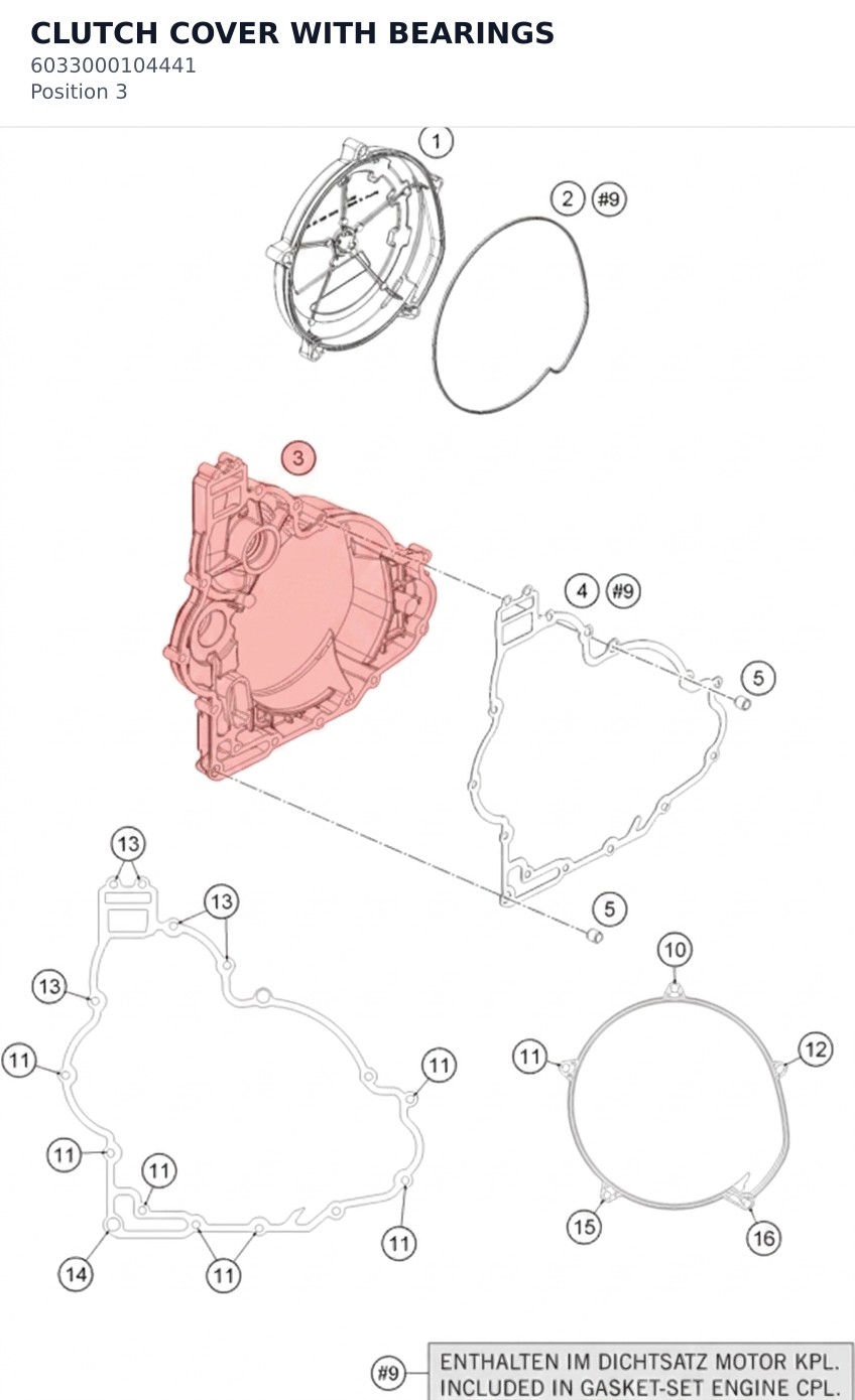 Diagram preview: CLUTCH COVER WITH BEARINGS (6033000104441)