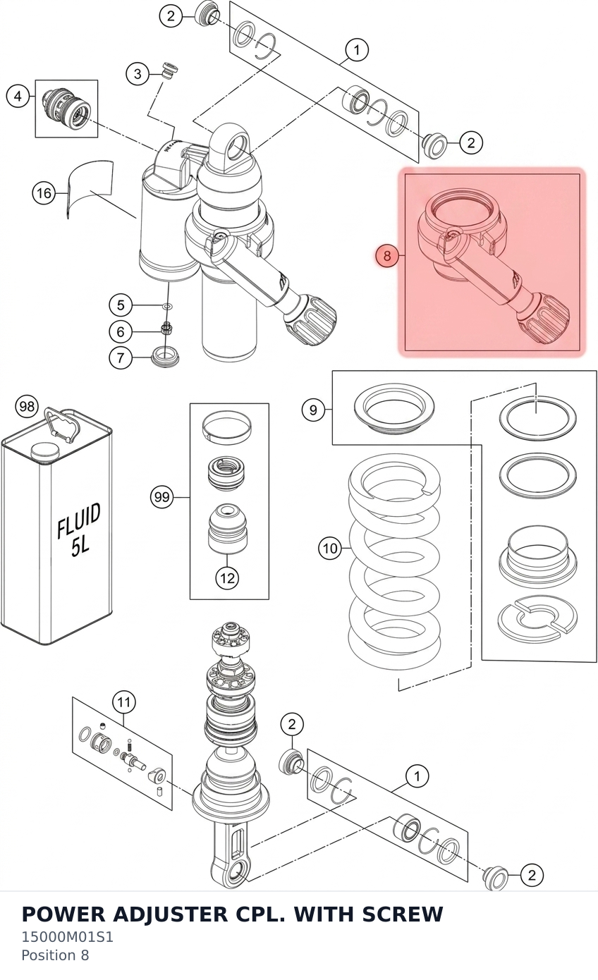 Diagram preview: POWER ADJUSTER CPL. WITH SCREW (15000M01S1)