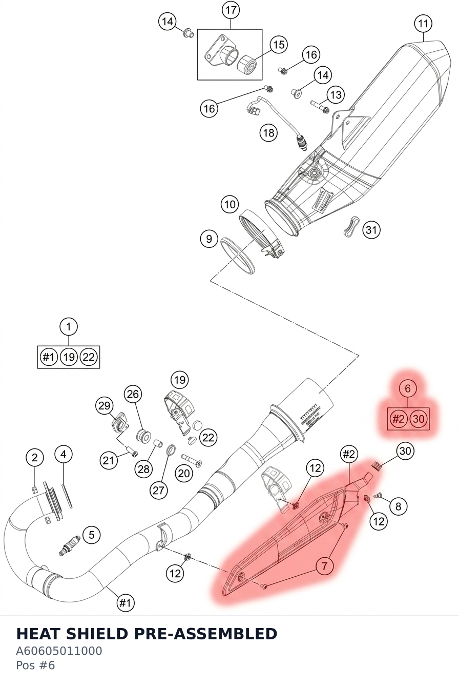 Diagram preview: HEAT SHIELD PRE-ASSEMBLED (A60605011000)