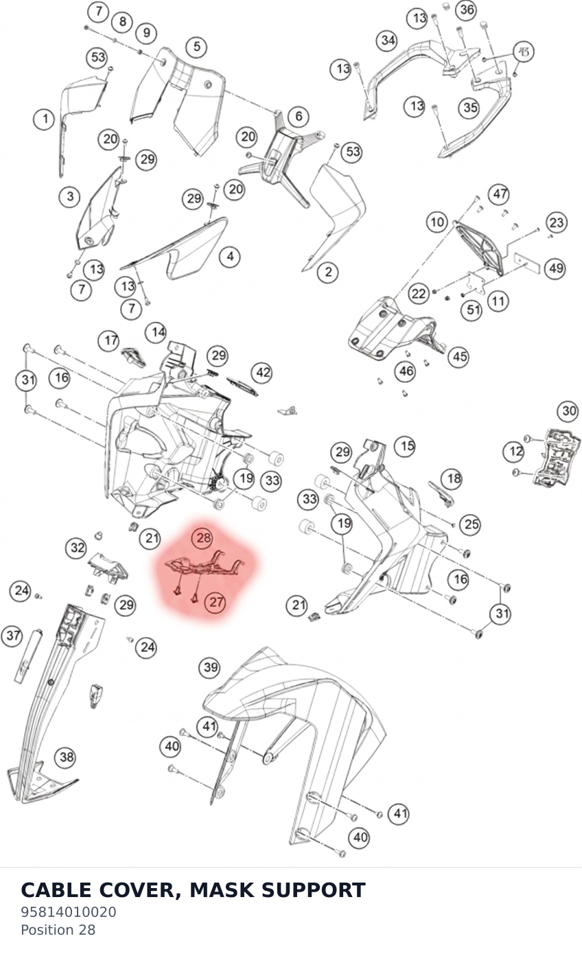 Diagram preview: CABLE COVER, MASK SUPPORT (95814010020)