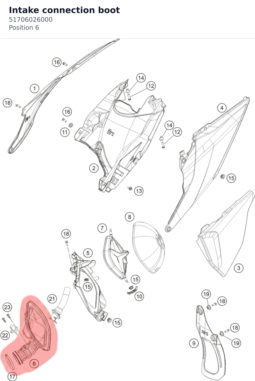 Diagram preview: Intake connection boot (51706026000)