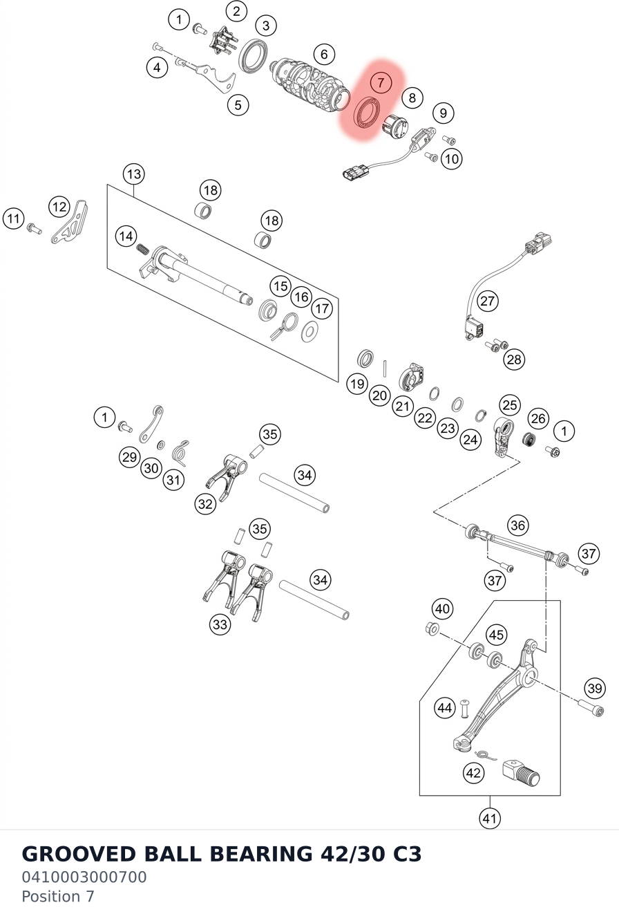 Diagram preview: GROOVED BALL BEARING 42/30 C3 (0410003000700)