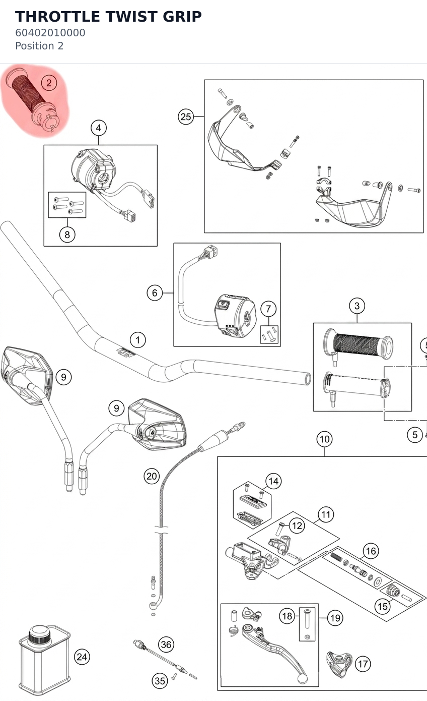 Diagram preview: THROTTLE TWIST GRIP (60402010000)
