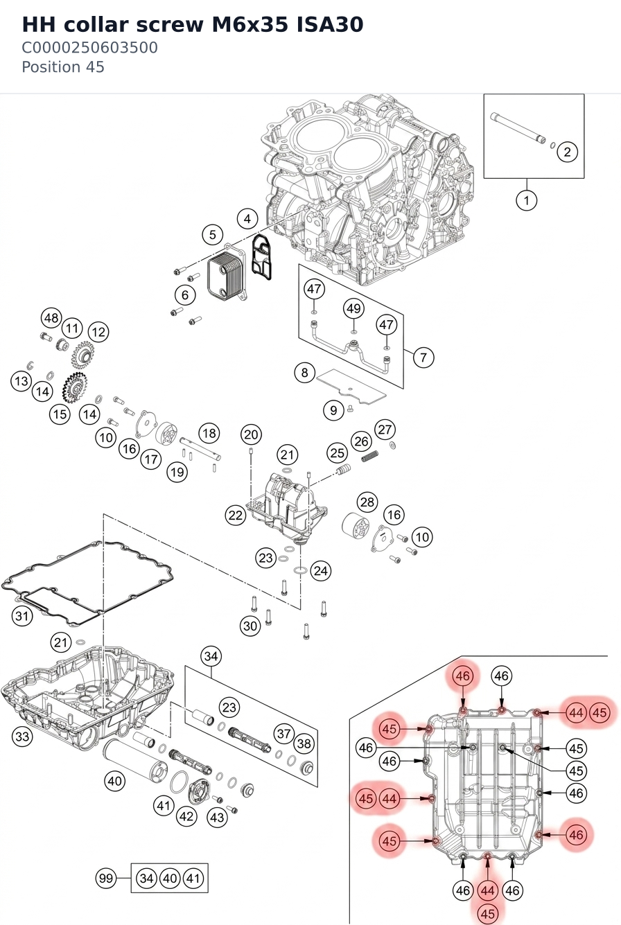 Diagram preview: HH collar screw M6x35 ISA30 (C0000250603500)