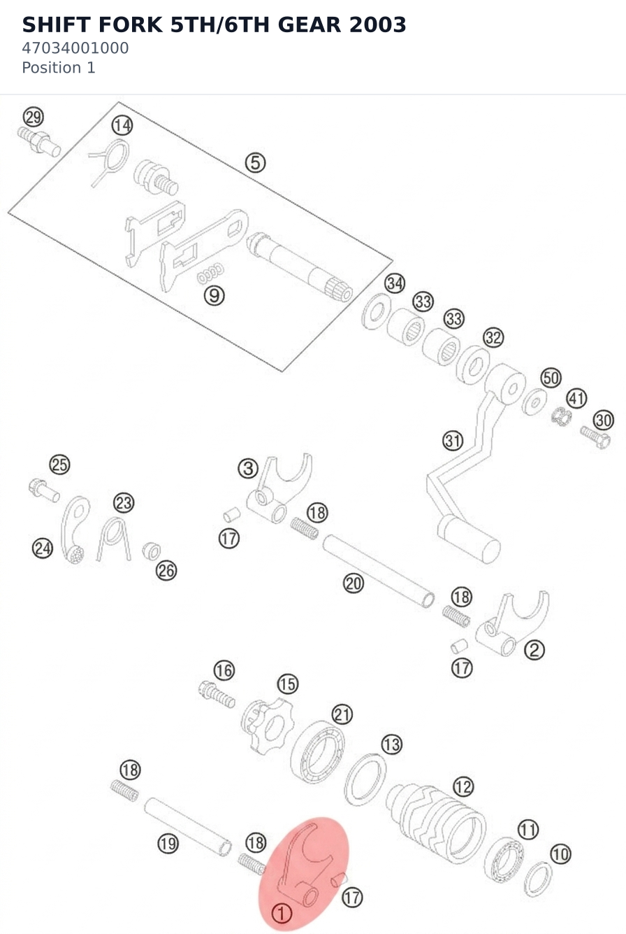Diagram preview: SHIFT FORK 5TH/6TH GEAR 2003 (47034001000)