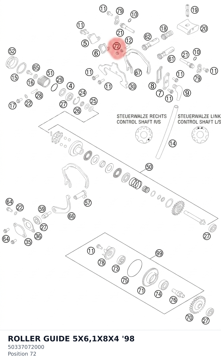 Diagram preview: ROLLER GUIDE 5X6,1X8X4 '98 (50337072000)