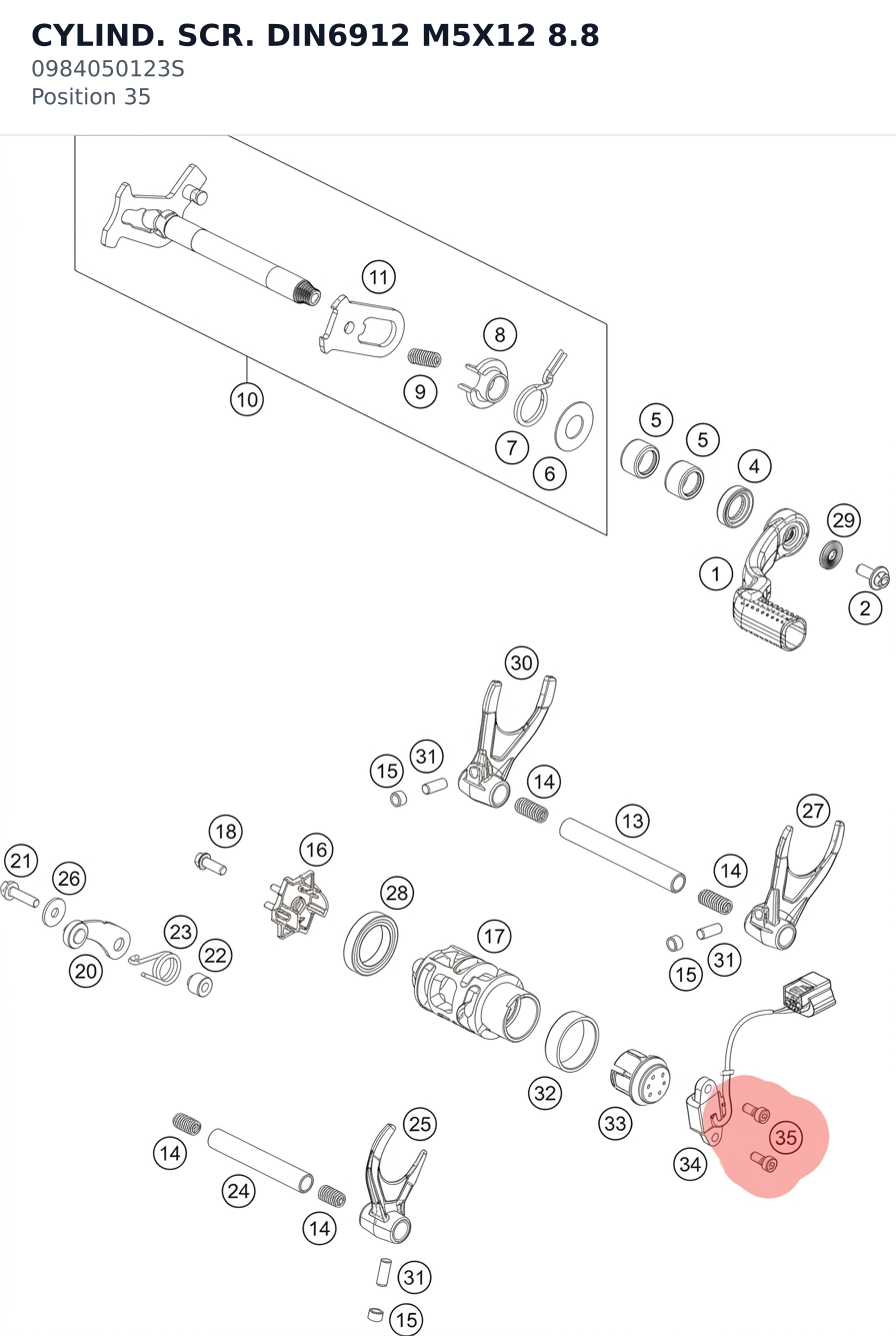 Diagram preview: CYLIND. SCR. DIN6912 M5X12 8.8 (0984050123S)
