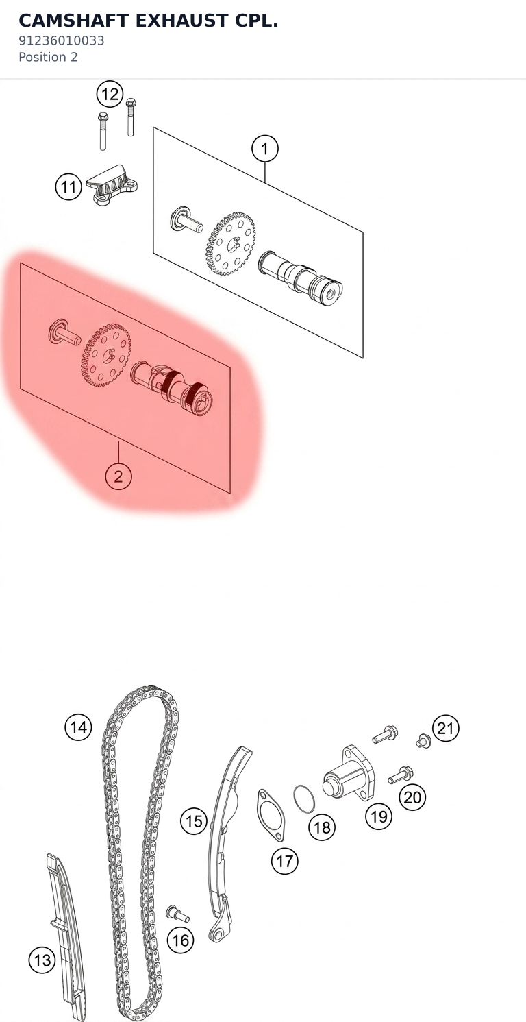 Diagram preview: CAMSHAFT EXHAUST CPL. (91236010033)