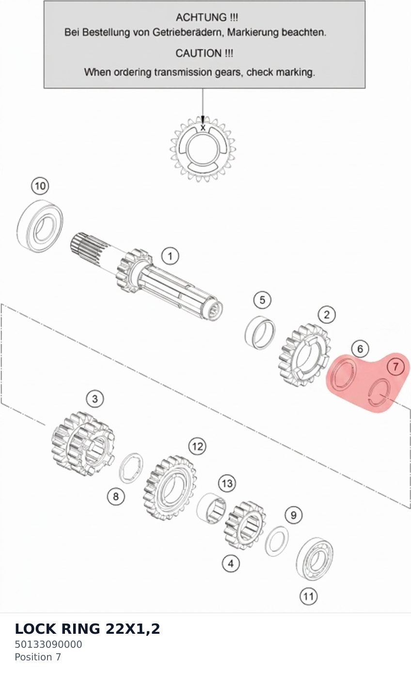 Diagram preview: LOCK RING 22X1,2 (50133090000)