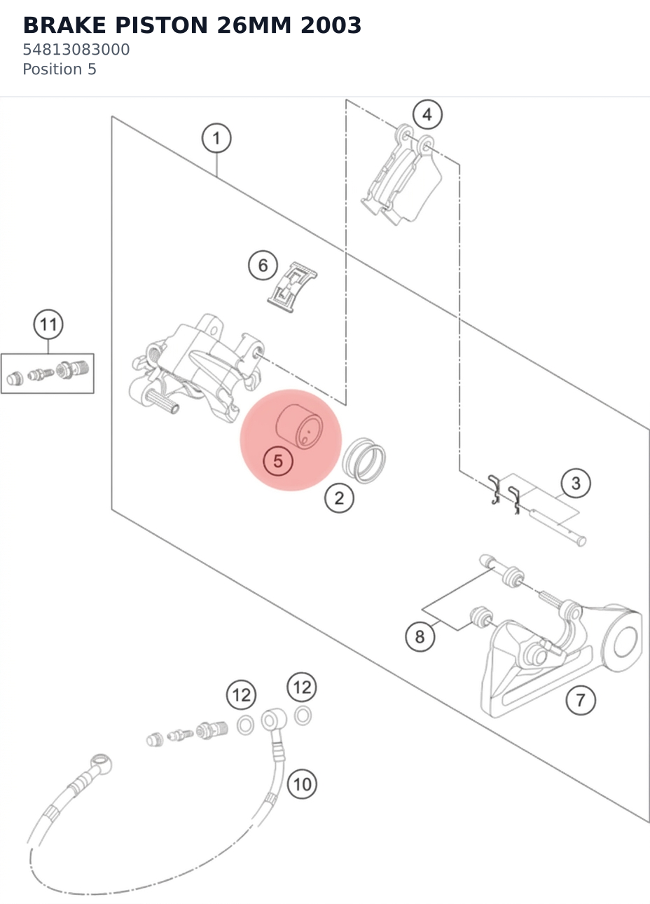 Diagram preview: BRAKE PISTON 26MM 2003 (54813083000)