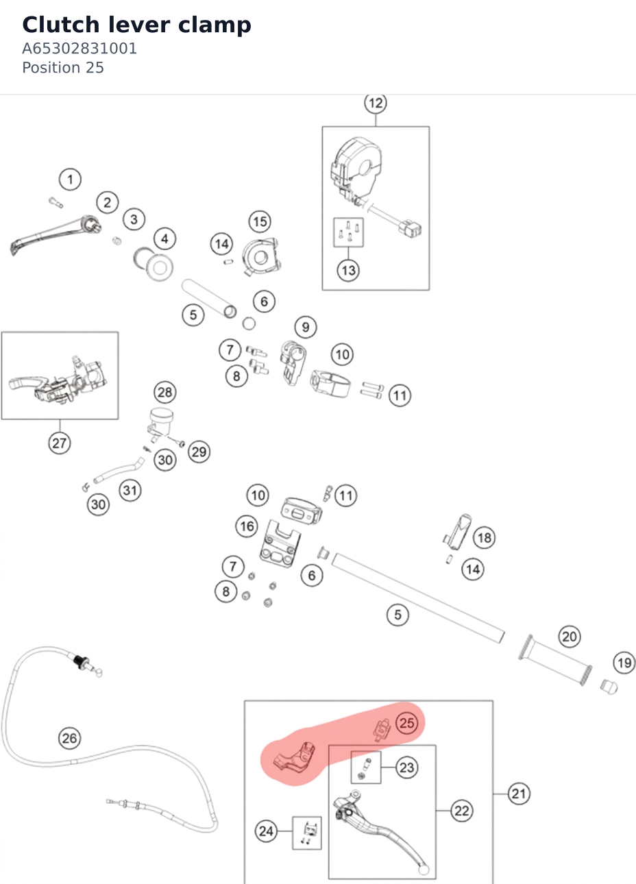 Diagram preview: Clutch lever clamp (A65302831001)