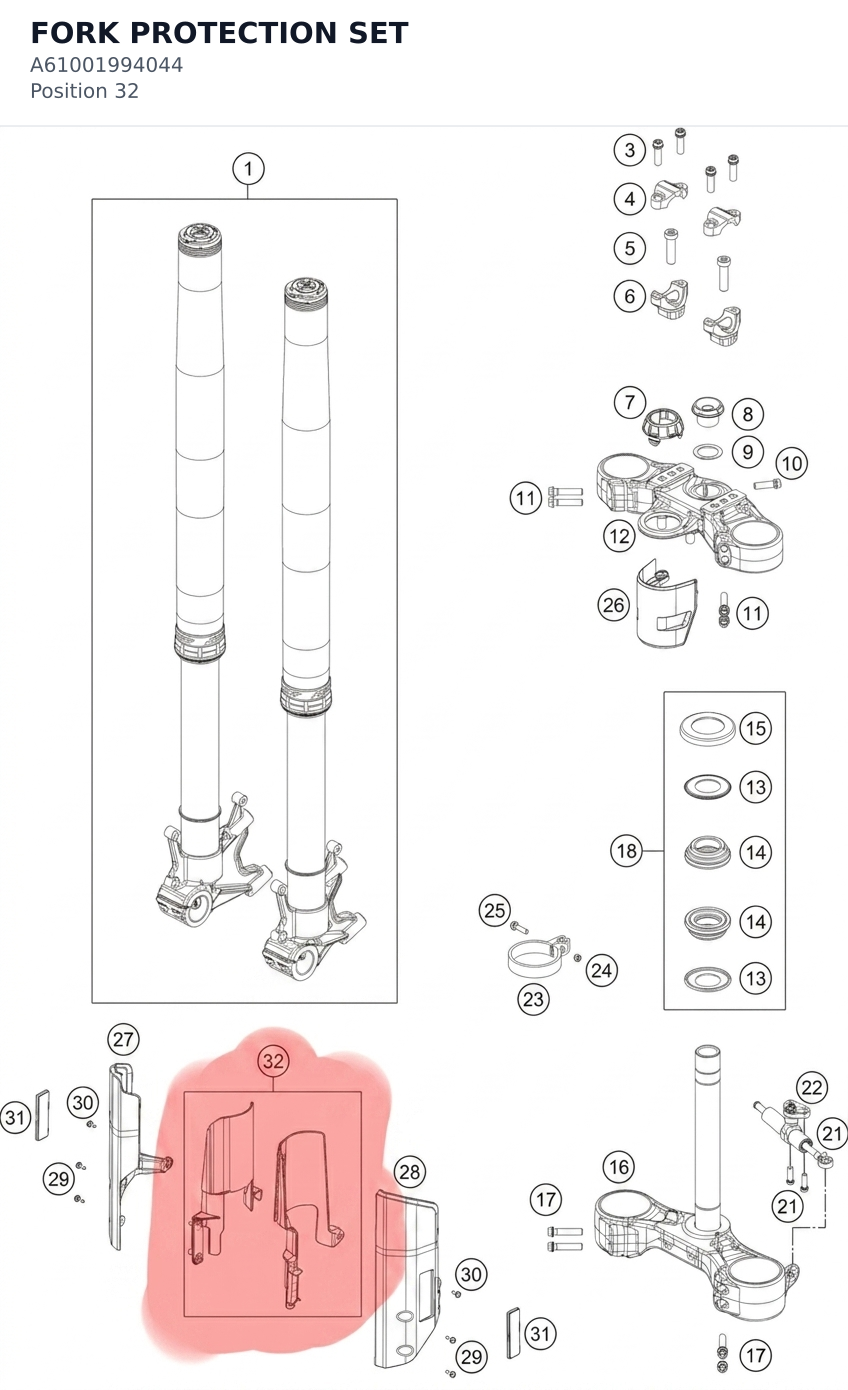 Diagram preview: FORK PROTECTION SET (A61001994044)