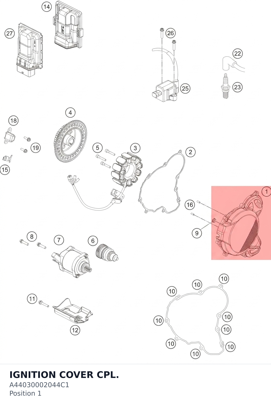 Diagram preview: IGNITION COVER CPL. (A44030002044C1)