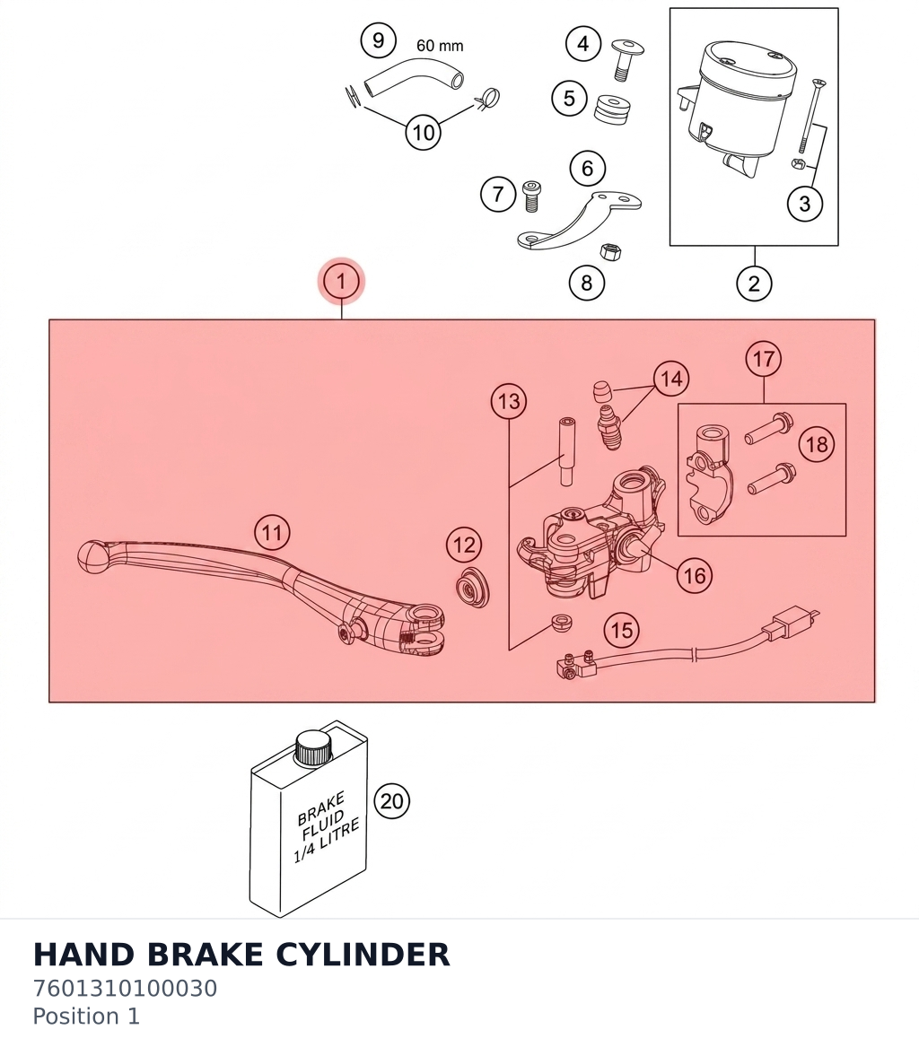 Diagram preview: HAND BRAKE CYLINDER (7601310100030)