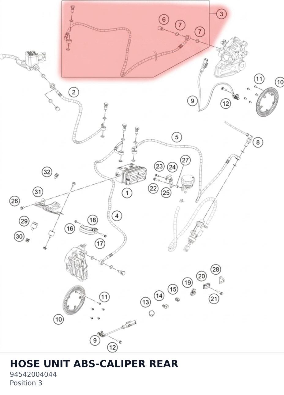 Diagram preview: HOSE UNIT ABS-CALIPER REAR (94542004044)