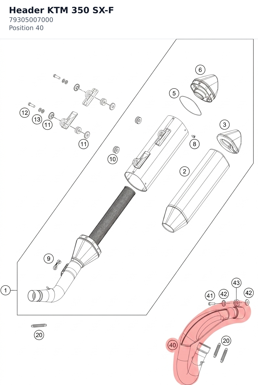 Diagram preview: Header KTM 350 SX-F (79305007000)