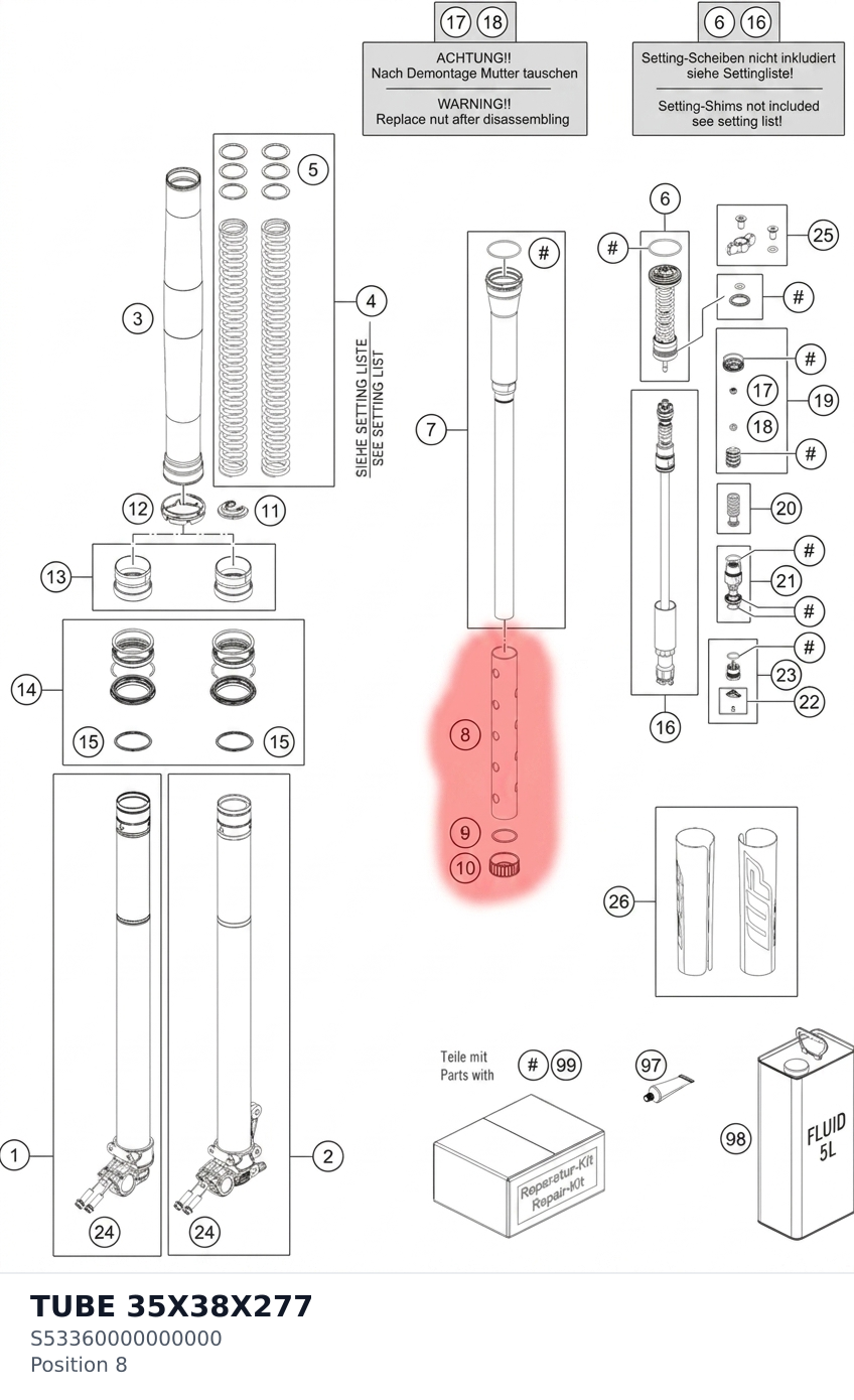 Diagram preview: TUBE 35X38X277 (S53360000000000)